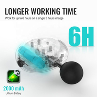 Mini pistolet de massage électrique rechargeable, 5 têtes de massage, 3 vitesses, batterie 1200 mAh, fonction musicale, vibrations profondes, relaxant musculaire
