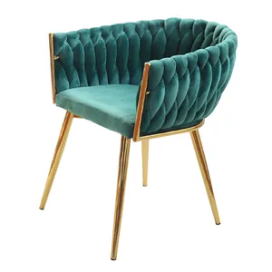 Chaise de salle à manger bleu marine vert velours or style campagnard français chaise de salle à manger design spécial avec pieds en métal