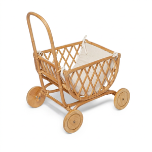 Cochecito de Ratán Tejido a Mano para Niños y Muñecas, No Plegable, Edades de 6 Meses a 3 Años, Ecológico - Product Image 1