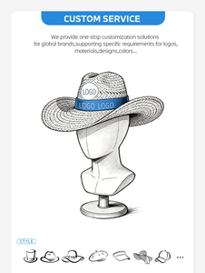 Chapeau de soleil en paille personnalisé <span class=keywords><strong>pour</strong></span> homme et femme, style cowboy, surfeur, plage, designer, avec logo personnalisé, vente en gros - Product Image 5