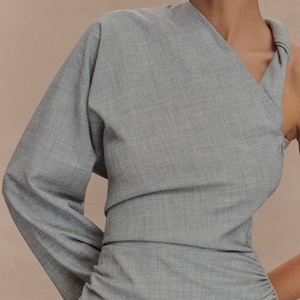 Traje de Vestir Asimétrico de Moda OEM 2025, Chaqueta Vintage de Manga Larga, Vestido Chic para Mujer - Product Image 3
