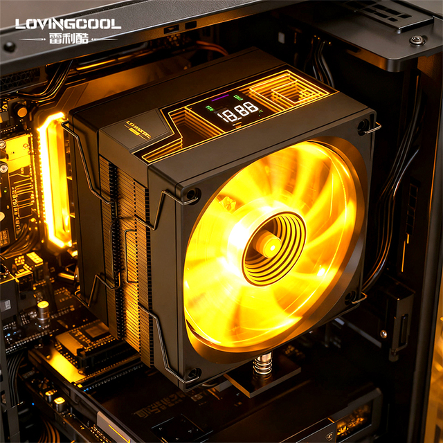 Lovingcool CPU Cooler Radiator Mirror Screen Temperature Sensor Display and Speed Display Computer PC Case Heatsink Two ARGB Fan
