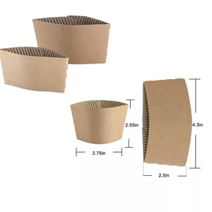 Azanature Premium Recyclable De Qualité Alimentaire Kraft Papier Tasse À Café Manchon Résistant À La Chaleur Jetable Boisson Tasse Protecteur - Product Image 3