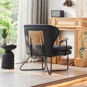 Ghế thư giãn bọc vải có tay vịn bằng gỗ nguyên khối phong cách hiện đại giữa thế kỷ của Úc, khung kim loại, dành cho phòng khách, khách sạn, quán cà phê - Product Image 5