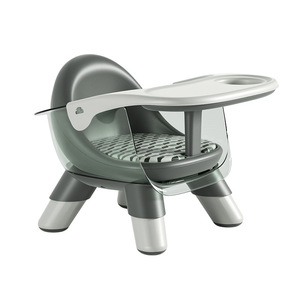 Chaise haute pour bébé avec plateau et coussin de siège pour enfant de 1 à 2 ans, chaise d'alimentation multifonctionnelle pour usage domestique, gris et ambre - Product Image 5