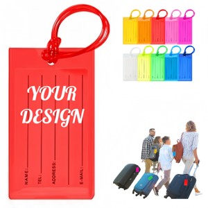 Étiquette de bagage personnalisée exclusive en PVC coloré avec logo, anti-perte, pour l'identification logistique et les cartes d'embarquement en voyage - Product Image 1