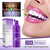 Mousse blanchissante pour les dents V34 en gros, 50 ml, menthe fraîche, élimine les taches de fumée et les dents jaunes, rafraîchit l'haleine pour usage quotidien