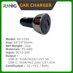 Cargador Rápido para Auto de 20W PD, USB-C + USB-A 5V/3A QC3.0 y <span class=keywords><strong>SCP</strong></span> para Teléfono Móvil, Cámara y Auriculares - Product Image 4