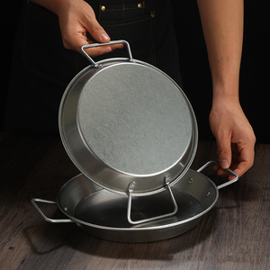 Assiette de cuisine Binaural à écrevisses Casseroles <span class=keywords><strong>espagnoles</strong></span> à riz et fruits de mer en acier inoxydable à double poignée - Product Image 3