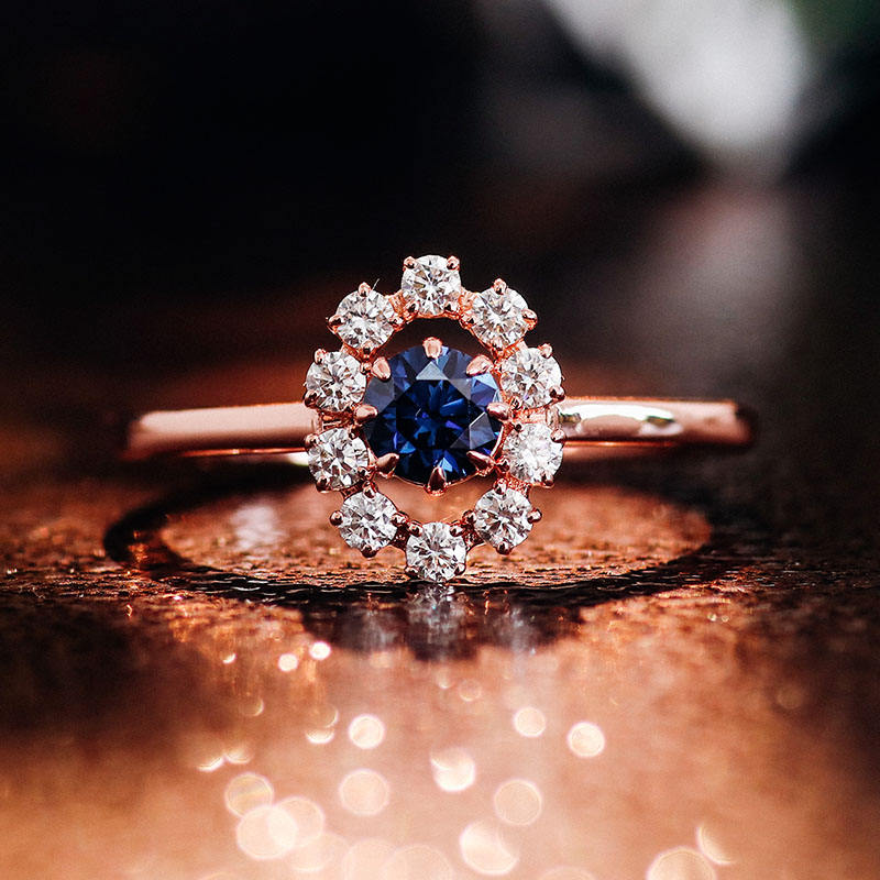 Bague en or 10 carats avec pierres précieuses de laboratoire