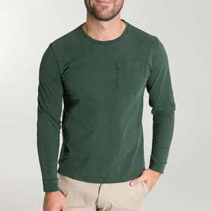 T-shirt à manches longues en polyester/coton respirant et anti-rides, coupe classique, qualité supérieure, t-shirts à manches longues en tricot pour hommes - Product Image 2