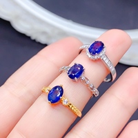 Factory Wholesale Japandi 925 Sterling Silver Natural Sapphire Ring Simple Stylish Fine Jewelry Wedding Anniversary Gift OEM ODM