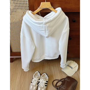 <span class=keywords><strong>Felpa</strong></span> con <span class=keywords><strong>Cappuccio</strong></span> <span class=keywords><strong>Corta</strong></span> Casual Anti-Restringimento Ecologica di Alta Qualità per Donna, Giacca alla Moda 2026 - Product Image 5