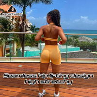 Ensemble de yoga sans couture pour femmes 4 pièces avec soutien-gorge à bretelles Defy, shorts, leggings, shrug à manches longues, vêtements de sport pour la salle de sport, Ropa Deportiva Mujer