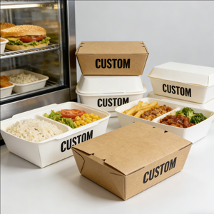 Contenedor Desechable para Comida para Llevar, 3 Compartimentos con Tapa, 2 Litros, Caja de Papel Creativa para Empacar, Caja de Papel para Papas Fritas, Ecológica, OEM, ODM - Product Image 6