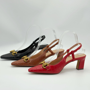 Printemps nouveau extérieur talon de rosée sandales pointues boucles décoratives à lacets talon moyen semelle extérieure en caoutchouc dos ouvert compteur tendance de la mode - Product Image 2
