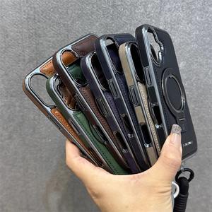 High-End grigio titanio custodia in pelle magnetica per <span class=keywords><strong>Apple</strong></span> <span class=keywords><strong>iPhone</strong></span> 17 <span class=keywords><strong>Pro</strong></span> Max compatibile 16Pro 15 <span class=keywords><strong>14</strong></span> Ultra 13 nicchia Business 16 Plus - Product Image 2