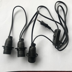 Bộ Dây Đèn Trắng Đen E14 <span class=keywords><strong>E27</strong></span> Với Phích Cắm EU 2 Chân Và Công Tắc Trực Tuyến 303 - Product Image 3