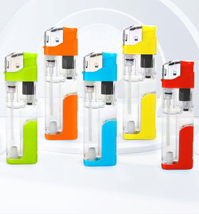 Briquet à <span class=keywords><strong>gaz</strong></span> électrique rechargeable moderne pour le camping, à flamme douce, en plastique, avec lumière LED pour cigares et cigarettes - Product Image 1