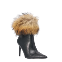 Bottes de mode pour femmes à talon aiguille et bout pointu, avec détails en fourrure, pour l'hiver, design d'usine