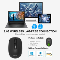 AIKUN Mouse Nirkabel MX36, Mouse Komputer Portabel 2.4G Tanpa Suara dengan Penerima USB, Tidur Otomatis, Mouse Komputer Portabel (Hitam)