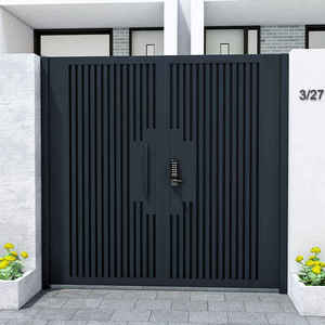 Porte de cour en alliage d'aluminium, design postmoderne, isolation acoustique, modèle 88, ouverture latérale électrique, simple/double ouverture, villa/rural - Product Image 2