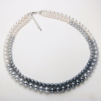 Collier de perles dégradées multicouche personnalisé fait main pour femme, imitation perle géométrique, collection Shi Family Niche