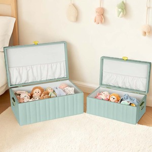 Thiết lập của 2 chần thiết kế màu xanh lá cây Da lưu trữ thân với dễ thương gốm xử lý tùy chỉnh trang trí tổ chức cho trẻ em phòng - Product Image 5