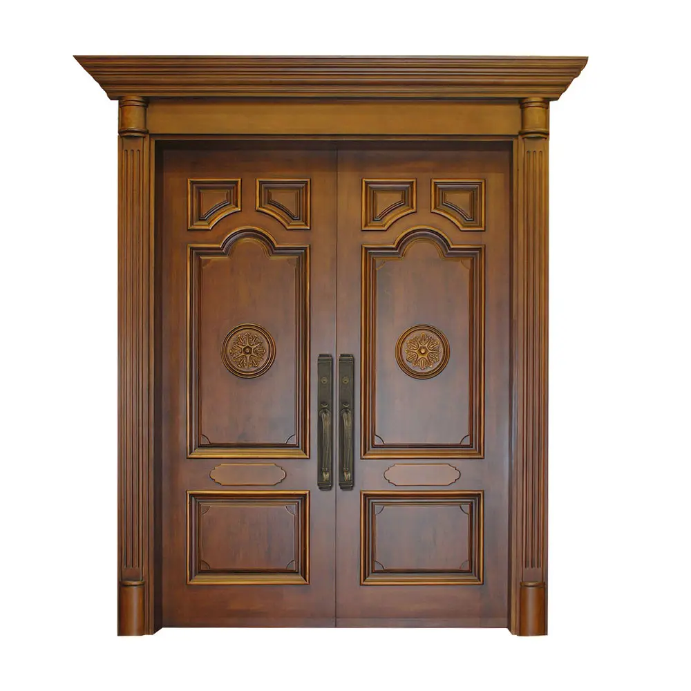 Jamaica apartments main front doors brown color solid wood composite storm door with transom