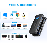Commutateur USB RSHTECH 2 en 5 sorties avec commutateur KVM 4K @ 60Hz et 4 ports USB 3.0 pour 2 ordinateurs