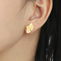 Anting Tusuk Bentuk Kipas Tidak Beraturan Emas 18K untuk Wanita, Anting Bunga Perak Sterling 925 dengan Zirkon, Perhiasan Desainer Berkualitas Tinggi yang Dapat Disesuaikan