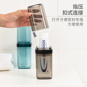 Travel Toothbrush Case Transparent Red Plastic Foldable Portable Storage Box For Toothpaste And Toothbrush Couple Set - Product Image 4