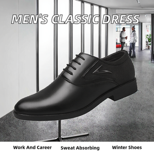 Chaussures habillées en PU pour hommes, bout pointu, respirantes, antidérapantes, automne-hiver, pour le bureau et les occasions formelles, à lacets QS111D179 - Product Image 2