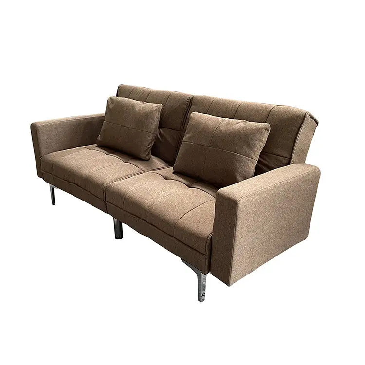 Klapp sofa aus braunem Stoff für das Wohnzimmer