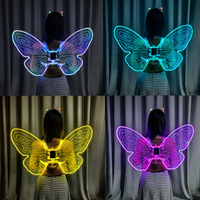 Ailes d'ange papillon en acrylique lumineuses LED multicolores pour défilé, performance, fête, déguisement de fée, accessoires de maquillage, portables, réutilisables, adultes