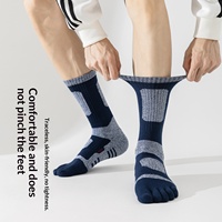 Chaussettes de sport en coton à cinq doigts pour hommes, respirantes, séchage rapide, mi-mollet, pour activités de plein air, alpinisme, randonnée, basketball