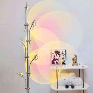 Lampe de sol à projection arc-en-ciel coucher de soleil à 5 têtes, lumière ambiante LED moderne, projecteur d'halo coloré pour chambre et salon - Product Image 4