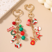 Nouveau style européen et américain canne perlée de Noël porte-clés imprimé typographie en alliage de zinc porte-clés en métal de Noël
