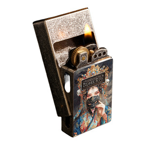 กล่องใส่บุหรี่แบบย้อนยุค ดีไซน์สร้างสรร<span class=keywords><strong>ค</strong></span>์ พร้อมไฟแช็<span class=keywords><strong>ค</strong></span>แบบล้อหมุน ใช้เชื้อเพลิงน้ำ<span class=keywords><strong>มัน</strong></span>ก๊าด รุ่น HP912 - Product Image 1