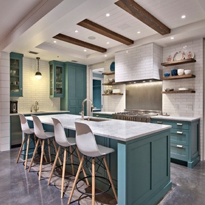 Gabinetes de <span class=keywords><strong>Cocina</strong></span> Modernos Estilo Farmhouse en <span class=keywords><strong>Verde</strong></span> <span class=keywords><strong>Oscuro</strong></span>, Isla de <span class=keywords><strong>Cocina</strong></span> Contemporánea con Herrajes de Latón, Diseño de <span class=keywords><strong>Cocina</strong></span> Tradicional Shaker - Product Image 4