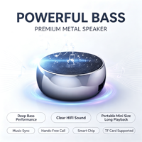 Mini haut-parleur portable en métal BS01 sans fil BT5.0 5W avec subwoofer stéréo 3D, prise en charge AUX, carte TF, contrôle par application, pour la maison, l'extérieur et les voyages