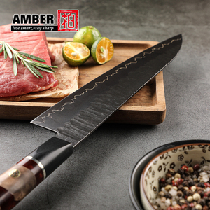 سكين شيف ياباني احترافي 8 بوصات من الكربون الفائق مع مقبض من الخشب الراتنجي للطهي الياباني (جييوتو) - Product Image 5
