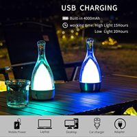 Lampes de chevet de table rechargeables RVB dorées modernes LED lampe de bureau sans fil pour le dîner de couple/table basse/restaurant/chambre à coucher