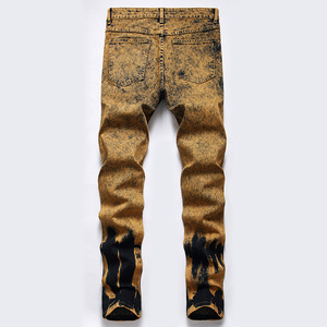 Design Unique peinture en aérosol, tampon doré, <span class=keywords><strong>pantalon</strong></span> en jean pour homme, coupe Slim, vélo, moto, <span class=keywords><strong>pantalon</strong></span> en Denim, grande taille - Product Image 3