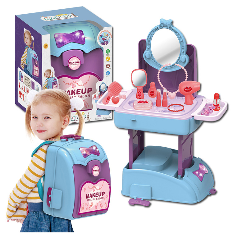 Fashion Backpack Pretend Playing Kitchen Toys Make Up Toy for Girls