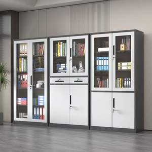 ตู้เก็บเอกสารโลหะ <span class=keywords><strong>2</strong></span> ลิ้นชัก สำหรับจัดระเบียบสำนักงาน ประตูกระจก ตู้เก็บของเหล็กพร้อมหน้าต่างโชว์ - Product Image 6