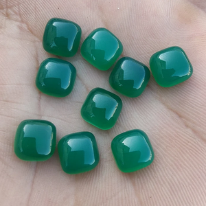 พลอยออนิกซ์สีเขียวธรรมชาติทรงหมอนแบบหลังแบนสำหรับทำเครื่องประดับแหวนสำหรับผู้ชายผู้หญิง สร้อยข้อมือประจำเดือนพฤษภาคม - Product Image 5