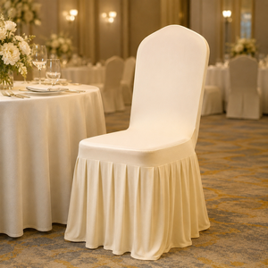 Housses de chaise de banquet en spandex à plis uniformes avec jupe plissée pour la restauration hôtelière et les salles de banquet – Vente en gros - Product Image 1