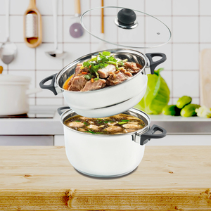 Juego de utensilios de cocina de acero inoxidable de 12 piezas con sartén de 16CM, sartén de 20CM, vaporera de 24CM y tapas de vidrio, accesorios de baquelita - Product Image 2