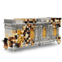 Meuble de salon d'hôtel personnalisable, édition limitée exclusive, avec intérieur en verre fumé et laiton plaqué or